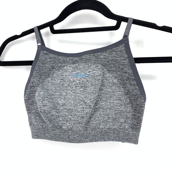 Gymshark Women's Size Small Sports Bra Heather Gray Knitted Spaghetti Strap - Picture 1 of 7